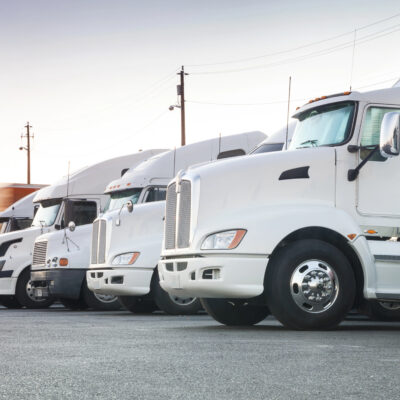 Different American trucks in a row